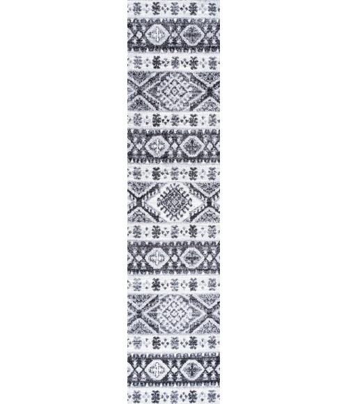 MOROCCAN HYPE Area Rug Sura Modern Kilim Geometric Gray/Anthracite 2 ft. x 8 ft. Runner Rug