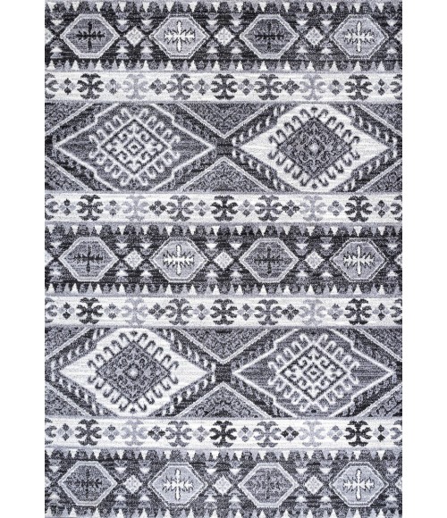 MOROCCAN HYPE Area Rug Sura Modern Kilim Geometric Gray/Anthracite 3 ft. x 5 ft. Area Rug
