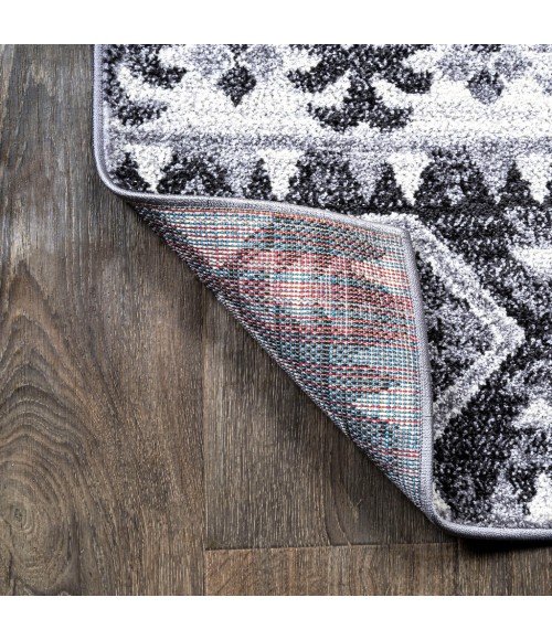 MOROCCAN HYPE Area Rug Sura Modern Kilim Geometric Gray/Anthracite 2 ft. x 8 ft. Runner Rug