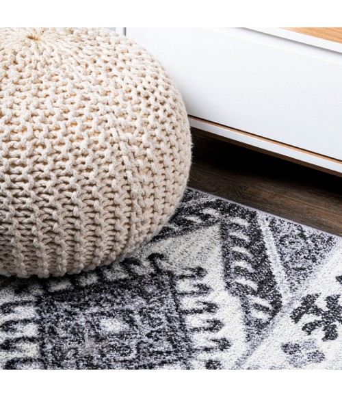 MOROCCAN HYPE Area Rug Sura Modern Kilim Geometric Gray/Anthracite 2 ft. x 8 ft. Runner Rug