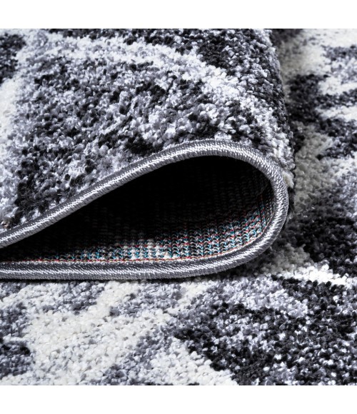MOROCCAN HYPE Area Rug Sura Modern Kilim Geometric Gray/Anthracite 2 ft. x 8 ft. Runner Rug