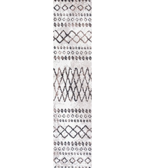 Aksil Moroccan Diamond Ivory/Brown 2 ft. x 8 ft. Runner Rug