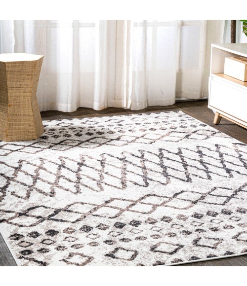 MOROCCAN HYPE Area Rug Aksil Moroccan Diamond Ivory/Brown 3 ft. x 5 ft. Area Rug