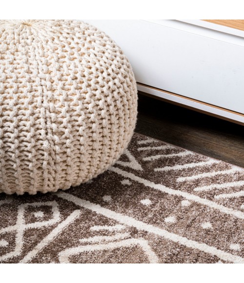 Amanar Tribal Geometric Brown/Ivory 2 ft. x 8 ft. Runner Rug