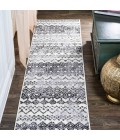 Azmar Moroccan Geometric Distressed Ivory/Black 2 ft. x 8 ft. Runner Rug