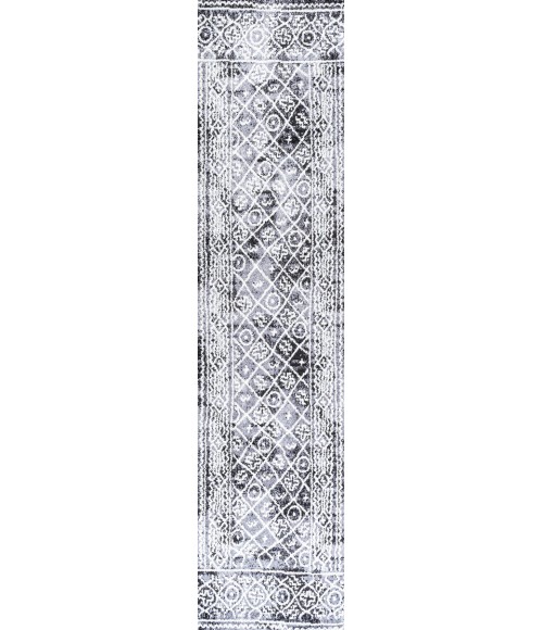 MOROCCAN HYPE Area Rug Iften Moroccan Geometric Distressed Ivory/Black 2 ft. x 10 ft. Runner Rug
