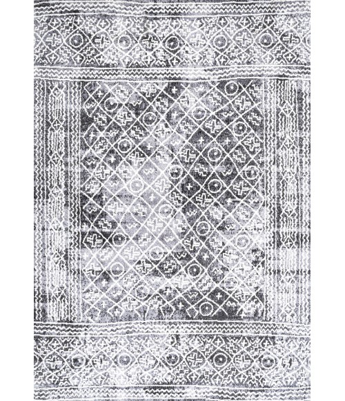 MOROCCAN HYPE Area Rug Iften Moroccan Geometric Distressed Ivory/Black 4 ft. x 6 ft. Area Rug