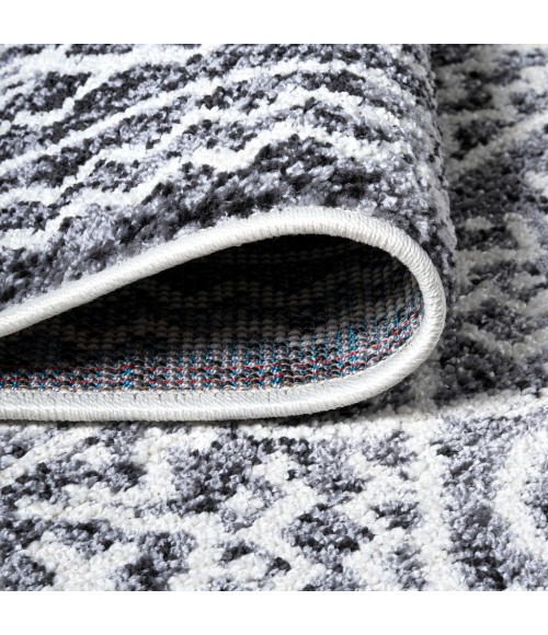 MOROCCAN HYPE Area Rug Iften Moroccan Geometric Distressed Ivory/Black 2 ft. x 10 ft. Runner Rug