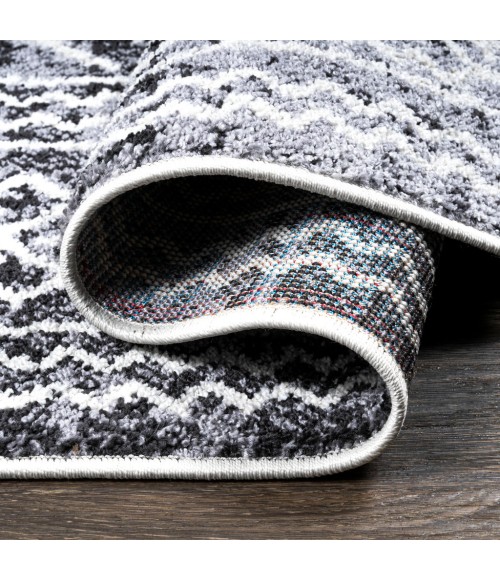 MOROCCAN HYPE Area Rug Iften Moroccan Geometric Distressed Ivory/Black 2 ft. x 10 ft. Runner Rug