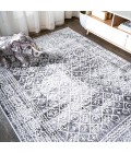 MOROCCAN HYPE Area Rug Iften Moroccan Geometric Distressed Ivory/Black 4 ft. x 6 ft. Area Rug