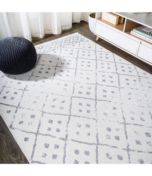 MOROCCAN HYPE Area Rug Juba Moroccan Geometric Diamond Ivory/Gray 5 ft. x 8 ft. Area Rug