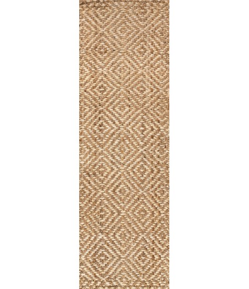 NATURAL FIBER Area Rug Hira Hand Woven Diamond Chunky Jute Natural 2 ft. x 8 ft. Runner Rug