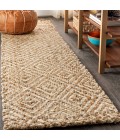 NATURAL FIBER Area Rug Hira Hand Woven Diamond Chunky Jute Natural 2 ft. x 8 ft. Runner Rug