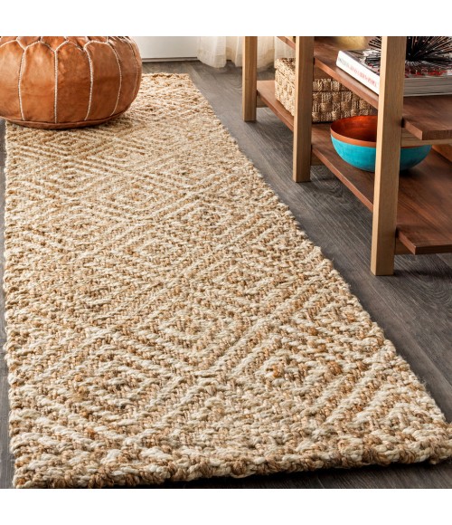 NATURAL FIBER Area Rug Hira Hand Woven Diamond Chunky Jute Natural 2 ft. x 8 ft. Runner Rug