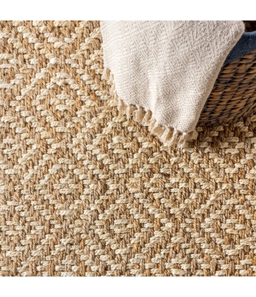 Hira Hand Woven Diamond Chunky Jute Natural  5 ft. x 8 ft. Area Rug