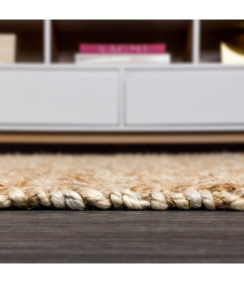 NATURAL FIBER Area Rug Hira Hand Woven Diamond Chunky Jute Natural 2 ft. x 8 ft. Runner Rug