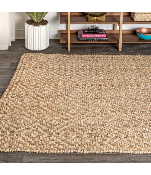 Hira Hand Woven Diamond Chunky Jute Natural  5 ft. x 8 ft. Area Rug