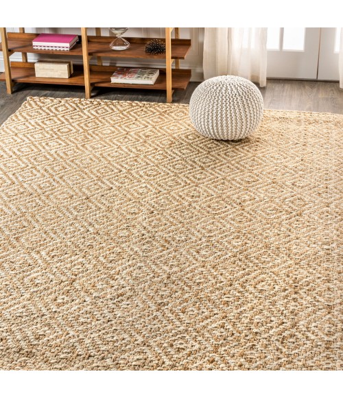 Hira Hand Woven Diamond Chunky Jute Natural  5 ft. x 8 ft. Area Rug