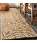 Espina Hand Woven Herringbone Chunky Jute Natural 2 ft. x 8 ft. Runner Rug