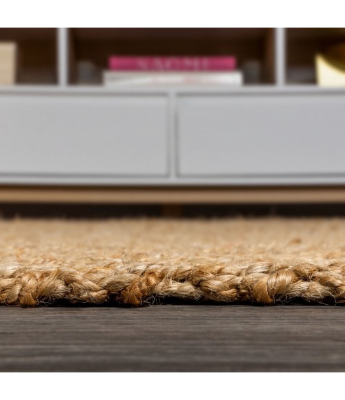 Espina Hand Woven Herringbone Chunky Jute Natural 2 ft. x 8 ft. Runner Rug