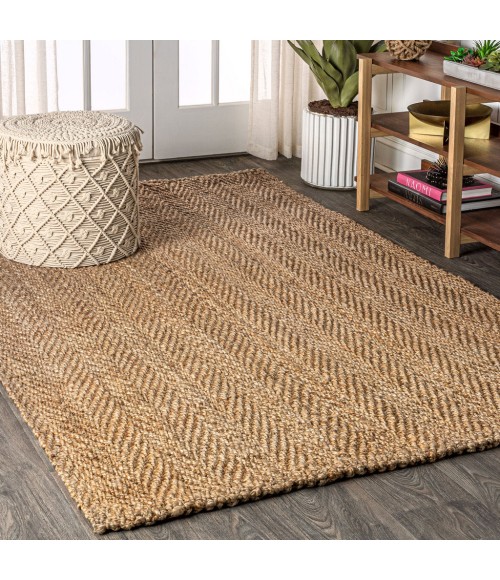 NATURAL FIBER Area Rug Espina Hand Woven Herringbone Chunky Jute Natural 4 ft. x 6 ft. Area Rug
