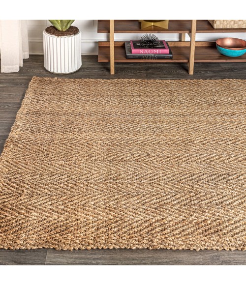 NATURAL FIBER Area Rug Espina Hand Woven Herringbone Chunky Jute Natural 4 ft. x 6 ft. Area Rug