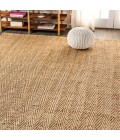 NATURAL FIBER Area Rug Espina Hand Woven Herringbone Chunky Jute Natural 4 ft. x 6 ft. Area Rug