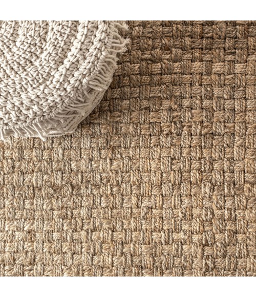 NATURAL FIBER Area Rug Estera Hand Woven Boucle Chunky Jute Natural 8 ft. x 10 ft. Area Rug