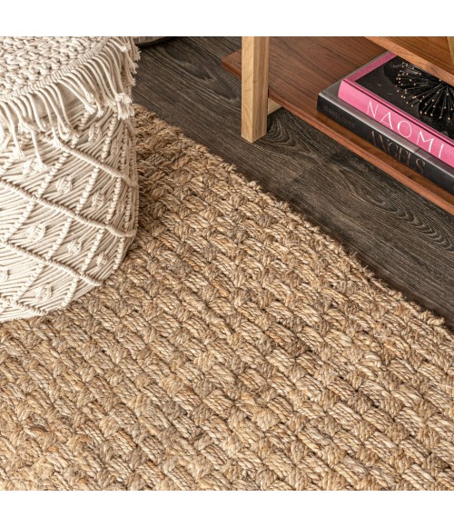 NATURAL FIBER Area Rug Estera Hand Woven Boucle Chunky Jute Natural 8 ft. x 10 ft. Area Rug