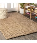NATURAL FIBER Area Rug Estera Hand Woven Boucle Chunky Jute Natural 8 ft. x 10 ft. Area Rug
