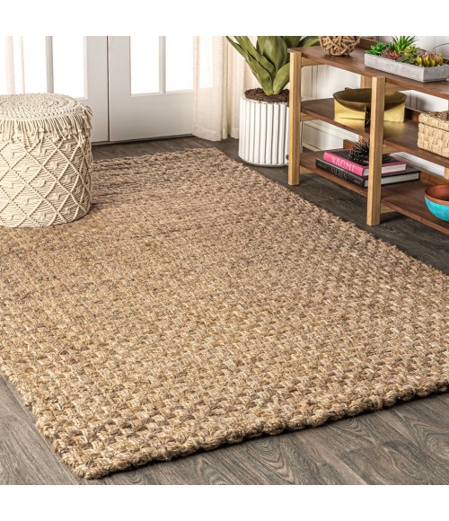 NATURAL FIBER Area Rug Estera Hand Woven Boucle Chunky Jute Natural 8 ft. x 10 ft. Area Rug