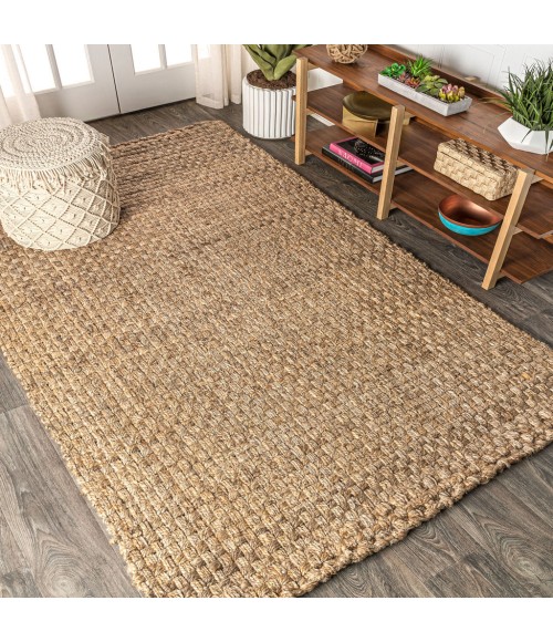 NATURAL FIBER Area Rug Estera Hand Woven Boucle Chunky Jute Natural 8 ft. x 10 ft. Area Rug