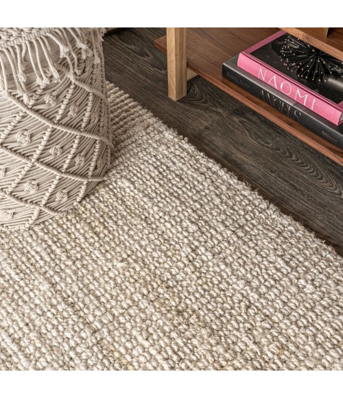 NATURAL FIBER Area Rug Hiro Hand Woven Chunky Jute Ivory 8 ft. x 10 ft. Area Rug