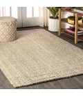NATURAL FIBER Area Rug Hiro Hand Woven Chunky Jute Ivory 8 ft. x 10 ft. Area Rug