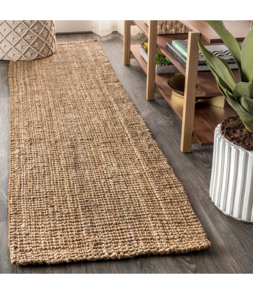 NATURAL FIBER Area Rug Pata Hand Woven Chunky Jute Natural 2 ft. x 8 ft. Runner Rug