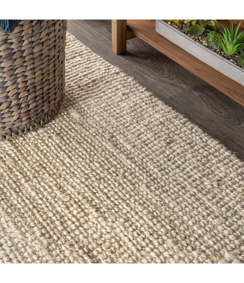 NATURAL FIBER Area Rug Pata Hand Woven Chunky Jute Light Ivory 3 ft. x 5 ft. Area Rug