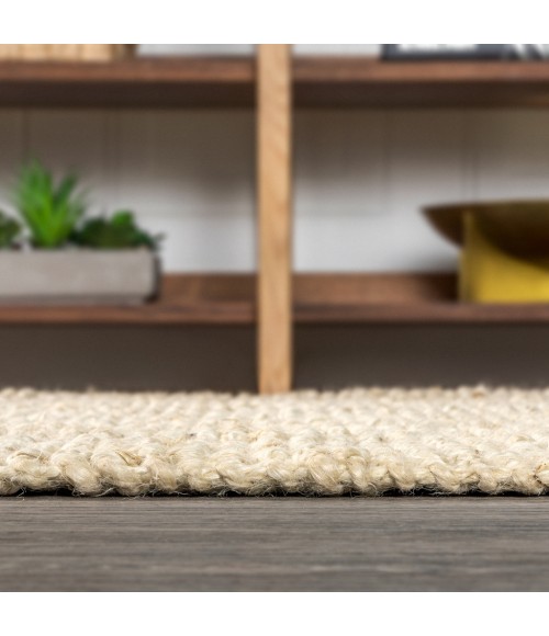 NATURAL FIBER Area Rug Pata Hand Woven Chunky Jute Light Ivory 2 ft. x 8 ft. Runner Rug