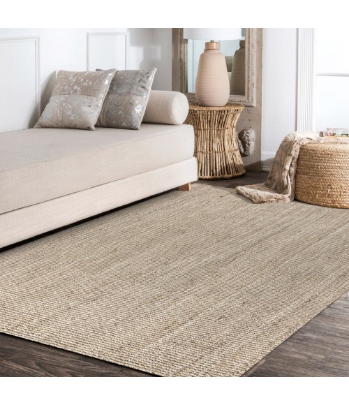 NATURAL FIBER Area Rug Pata Hand Woven Chunky Jute Light Ivory 3 ft. x 5 ft. Area Rug