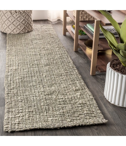 NATURAL FIBER Area Rug Pata Hand Woven Chunky Jute Gray 2 ft. x 8 ft. Runner Rug