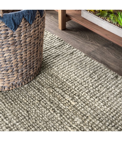NATURAL FIBER Area Rug Pata Hand Woven Chunky Jute Gray 4 ft. x 6 ft. Area Rug