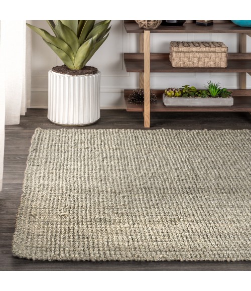 NATURAL FIBER Area Rug Pata Hand Woven Chunky Jute Gray 4 ft. x 6 ft. Area Rug
