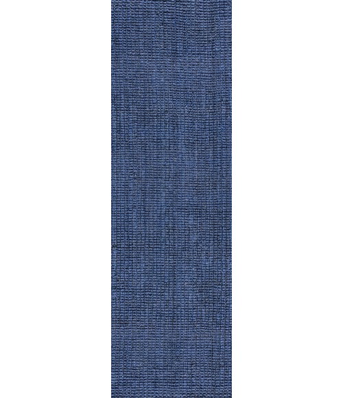 NATURAL FIBER Area Rug Pata Hand Woven Chunky Jute Navy 2 ft. x 8 ft. Runner Rug