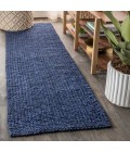 NATURAL FIBER Area Rug Pata Hand Woven Chunky Jute Navy 2 ft. x 8 ft. Runner Rug