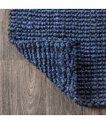 NATURAL FIBER Area Rug Pata Hand Woven Chunky Jute Navy 3 ft. x 5 ft. Area Rug