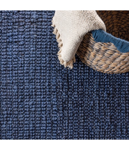 NATURAL FIBER Area Rug Pata Hand Woven Chunky Jute Navy 3 ft. x 5 ft. Area Rug