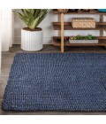 NATURAL FIBER Area Rug Pata Hand Woven Chunky Jute Navy 3 ft. x 5 ft. Area Rug