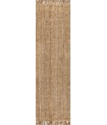 NATURAL FIBER Area Rug Pata Hand Woven Chunky Jute with Fringe Natural 2 ft. x 8 ft. Runner Rug