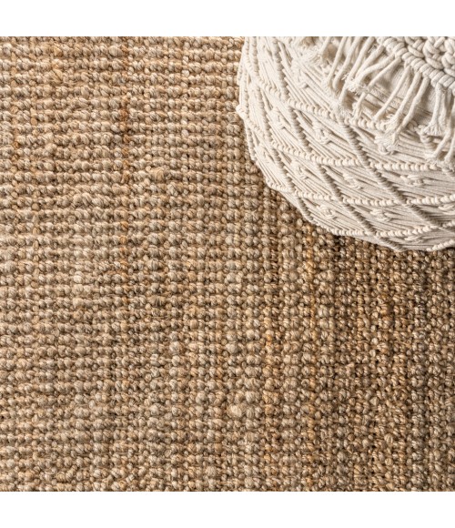 NATURAL FIBER Area Rug Pata Hand Woven Chunky Jute with Fringe Natural 3 ft. x 5 ft. Area Rug