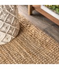 NATURAL FIBER Area Rug Pata Hand Woven Chunky Jute with Fringe Natural 3 ft. x 5 ft. Area Rug