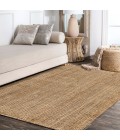 NATURAL FIBER Area Rug Pata Hand Woven Chunky Jute with Fringe Natural 3 ft. x 5 ft. Area Rug